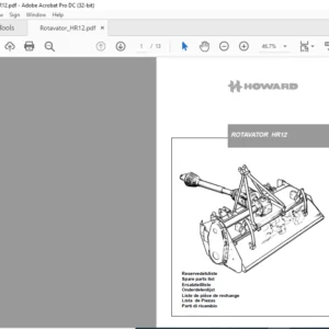 Howard Rotavator HR12 Parts Manual - PDF DOWNLOAD