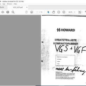 Howard VGS VGF Kompaktgrubber Ersatzteilliste  Manual - PDF DOWNLOAD