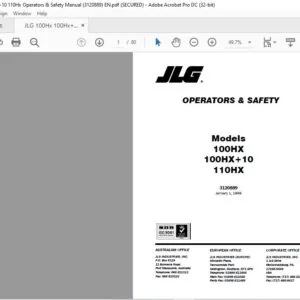 JLG 100Hx 100Hx+10 110Hx Operators & Safety Manual (3120889) - PDF  DOWNLOAD EN