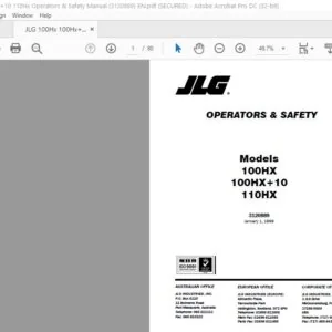 JLG 100Hx 100Hx+10 110Hx Operators & Safety Manual (3120889)  - PDF DOWNLOAD (EN)