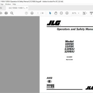 JLG 100SX 110SX 110SXJ 120SXJ Operators & Safety Manual (3121809) -PDF DOWNLOAD Eng