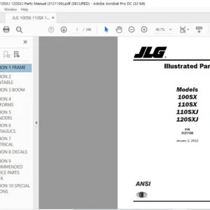 JLG 100SX 110SX 110SXJ 120SXJ Parts Manual (3121106) - PDF DOWNLOAD