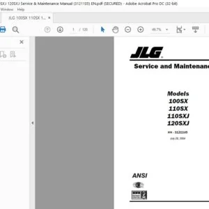 JLG 100SX 110SX 110SXJ 120SXJ Service & Maintenance Manual (3121105)  - PDF DOWNLOAD (EN)