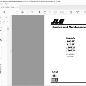 JLG 100SX 110SX 110SXJ 120SXJ Service & Maintenance Manual (3121105) -PDF DOWNLOAD EN