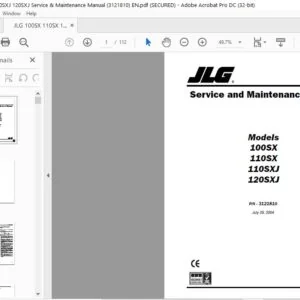 JLG 100SX 110SX 110SXJ 120SXJ Service & Maintenance Manual (3121810)  - PDF DOWNLOAD (Eng)