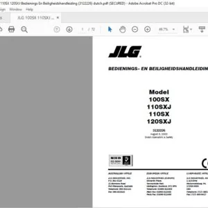 JLG 100SX 110SXJ 110SX 120SXJ Bedienings En Beiligheidshandleiding (3122227) dutch