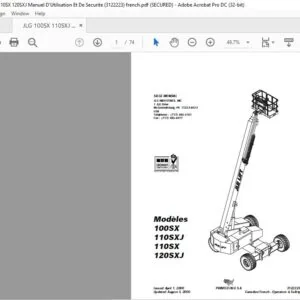JLG 100SX 110SXJ 110SX 120SXJ Manuel D'Utilisation Et De Securite (3122223) -PDF DOWNLOAD french