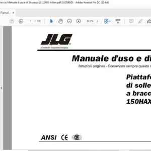 JLG 150Hax Piattaforma di Sollevamento a Braccio Manuale d'uso e di Sicurezza (3122489 )-PDF DOWNLOAD