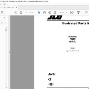JLG 18RS 18RSJ Parts Manual (3121285)-PDF Download (Eng)