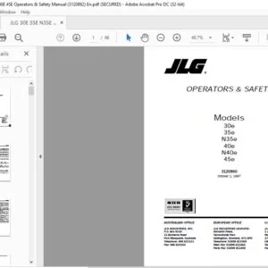 JLG 30E 35E N35E 40E N40E 45E Operators & Safety Manual (3120862)  - PDF DOWNLOAD (Eng)