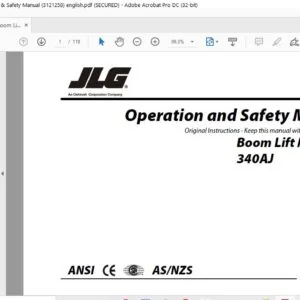 JLG 340AJ Boom Lift Models Operation & Safety Manual (3121258)  - PDF DOWNLOAD (english)