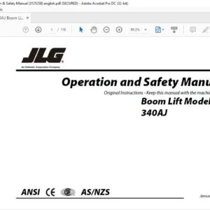 JLG 340AJ Boom Lift Models Operation & Safety Manual (3121258)PDF - DOWNLOAD english