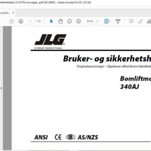 JLG 340AJ Operation & Safety Manual  (3123276) - PDF DOWNLOAD Norwegian