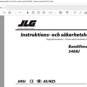 JLG 340AJ Operation & Safety Manual 3123273 - PDF DOWNLOAD (Swedish)