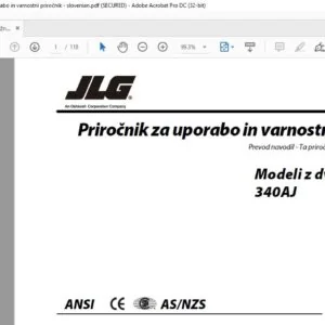 JLG 340AJ Operation & Safety Manual 3123279 - PDF DOWNLOAD ( slovenian )