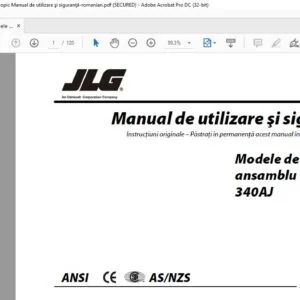 JLG 340AJ Operation & Safety Manual 3123280  -  PDF DOWNLOAD (Romanian)