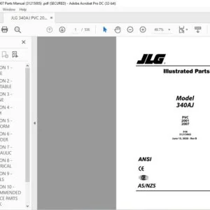 JLG 340AJ Parts Manual (3121260) - PDF Download