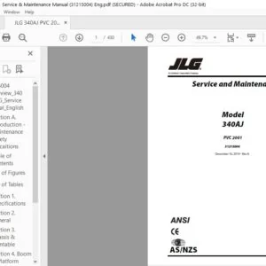 JLG 340AJ PVC 2001 Service & Maintenance Manual (31215004) - PDF DOWNLOAD( Eng)