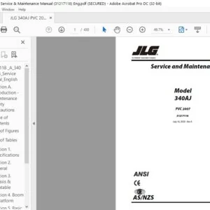 JLG 340AJ PVC 2007 Service & Maintenance Manual (31217118) - PDF DOWNLOAD Eng
