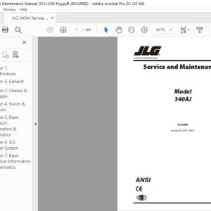 JLG 340AJ Service & Maintenance Manual (3121259) -PDF DOWNLOAD Eng