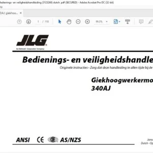 JLG 340AJ giekhoogwerkermodellen Bedienings- en veiligheidshandleiding (3123269)  (dutch )