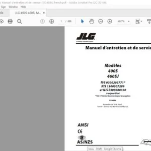 JLG 400S 460SJ Manuel d’entretien et de service (3124884)  -  PDF DOWNLOAD (french)
