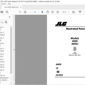 JLG 400S 460SJ PVC 2001 2007 Parts Manual (31215017) - PDF DOWNLOAD