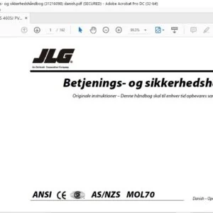 JLG 400S 460SJ PVC 2001 Operation And Safety Manual 31216098  - PDF DOWNLOAD(Danish)