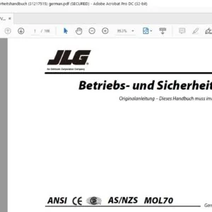JLG 400S 460SJ PVC 2007 Betriebs- und Sicherheitshandbuch (31217515)  - PDF DOWNLOAD  (german.)