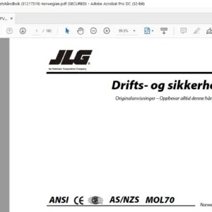 JLG 400S 460SJ PVC 2007 Drifts- Og Sikkerhetshåndbok (31217519) - PDF DOWNLOAD  (norwegian)