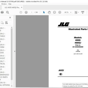 JLG 400S 460Sj Parts Manual (3120789) - PDF DOWNLOAD