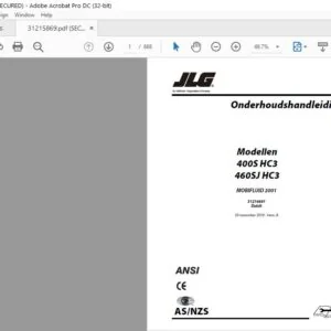 JLG 400S HC3 460SJ HC3 Mobifluid 2001 Onderhoudshandleiding (31216841)  - PDF DOWNLOAD (dutch)