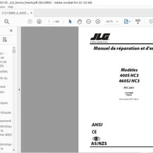 JLG 400S HC3 460SJ HC3 PVC 2001 Manuel de réparation et d'entretien  (31216840) - PDF DOWNLOAD french