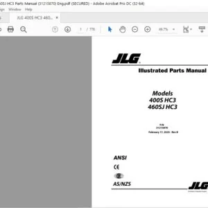 JLG 400S HC3 460SJ HC3 Parts Manual (31215870) - PDF DOWNLOAD Eng