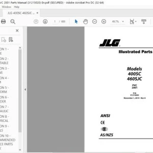 JLG 400SC 460SJC PVC 2001 Parts Manual (31215020)  - PDF DOWNLOAD En