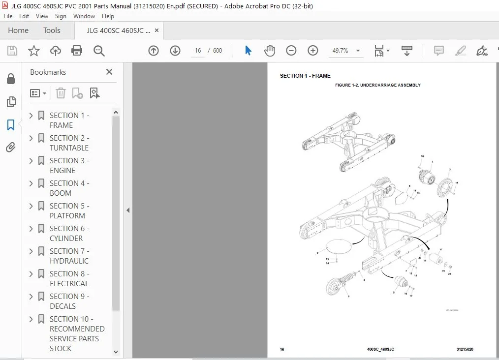 JLG 400SC 460SJC PVC 2001 Parts Manual (31215020) - PDF DOWNLOAD En - Image 3