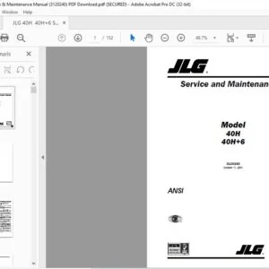 JLG 40H  40H+6 Service & Maintenance Manual (3120240)  - PDF Download