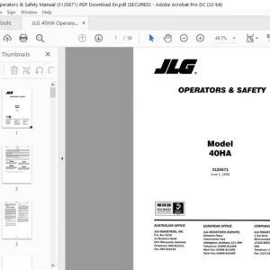 JLG 40HA Parts Manual (3120805) PDF - Download En