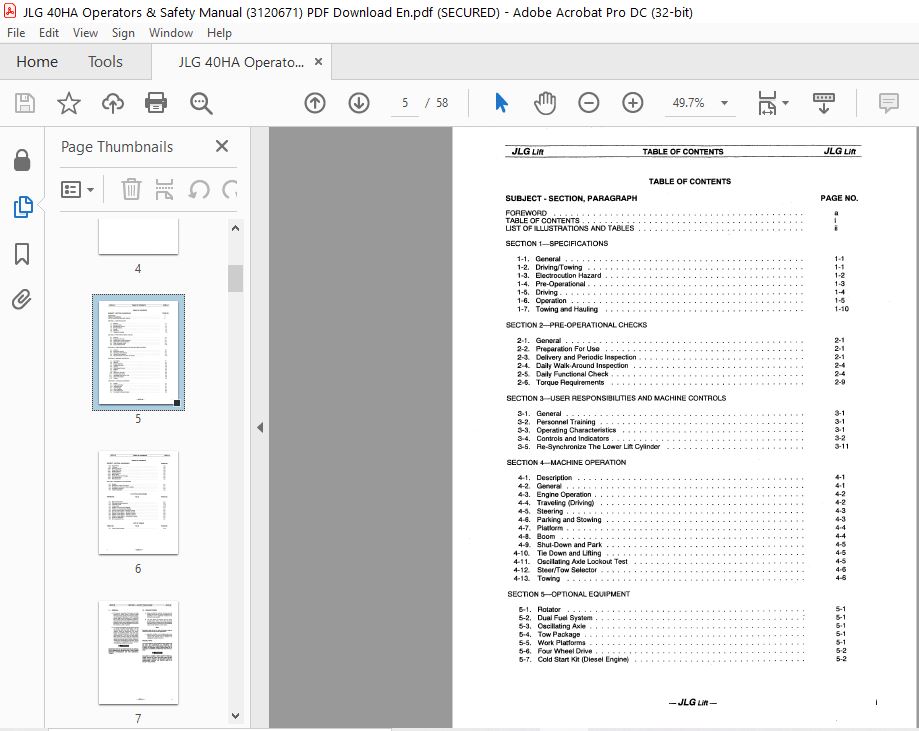 JLG 40HA Parts Manual (3120805) PDF - Download En - HeyDownloads ...