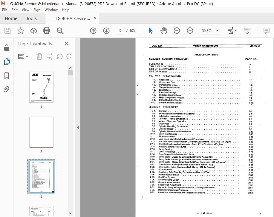 JLG 40HA Service & Maintenance Manual (3120672) PDF Download En ...