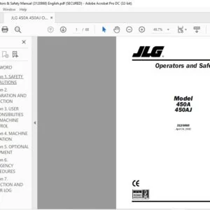 JLG 450A 450AJ Operators & Safety Manual (3120868)  - PDF DOWNLOAD (ENG)
