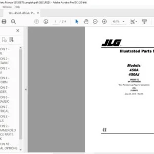 JLG 450A 450AJ PVC Parts Manual (3120870) - PDF DOWNLOAD  (ENGLISH)