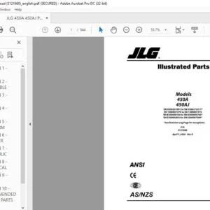 JLG 450A 450AJ Parts Manual (3121660) - PDF DOWNLOAD (ENGLISH)