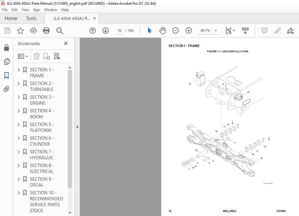 JLG 450A 450AJ Parts Manual (3121660) - PDF DOWNLOAD - HeyDownloads ...