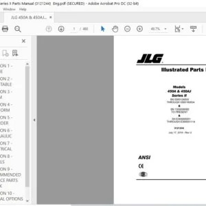 JLG 450A & 450AJ Series II Parts Manual (3121244) - PDF DOWNLOAD  Eng