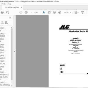 JLG 450A & 450AJ Series II Parts Manual (3121243)  - PDF DOLWNLOAD Eng