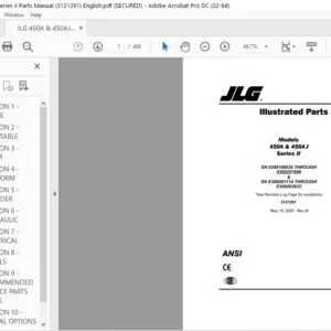 JLG 450A & 450AJ Series II Parts Manual (3121291)  - PDF DOWNLOAD ( English)