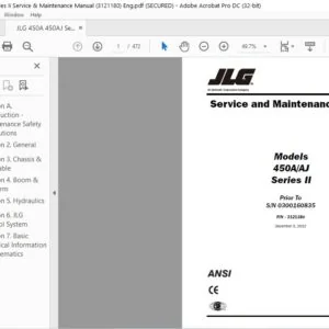 JLG 450A 450AJ Series II Service & Maintenance Manual (3121180)  - PDF DOWNLOAD (Eng)