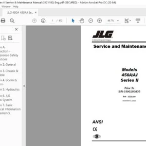 JLG 450A 450AJ Series II Service & Maintenance Manual (3121180)  - PDF DOWNLOAD Eng