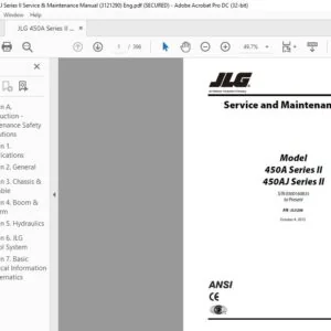 JLG 450A Series II 450AJ Series II Service & Maintenance Manual (3121290) - PDF DOWNLOAD (Eng)